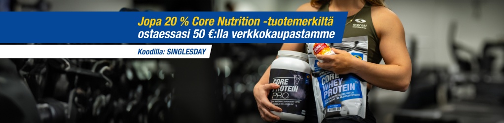 Jopa 20 % Core Nutrition -tuotemerkilt koodilla SINGLESDAY